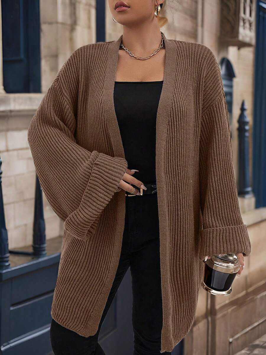 SHEIN Essnce Plus Size Drop Shoulder Cardigan SHEIN USA