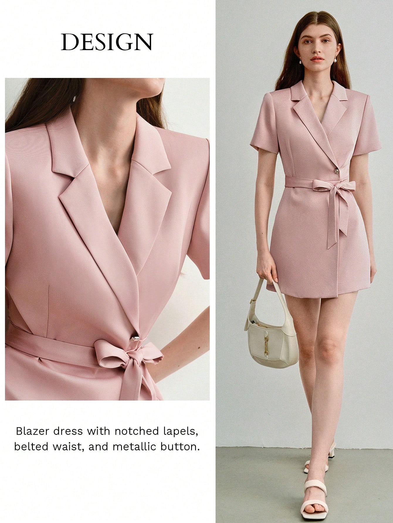 muguet stand collar midi coat（PINK） Satin Twill One Button Notch Collar Jacket