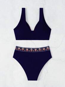 SHEIN Swim Women Summer Beach Floral Print Sexy Bikini Set Tandem Bikini Set Positioning Print