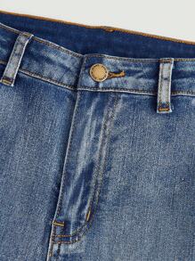 SHEIN Teen Girls Casual Raw Hem Flare Leg Jeans - Dark Wash - View 3