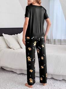 Conjunto De Pijama Con Patrón De Cachorros