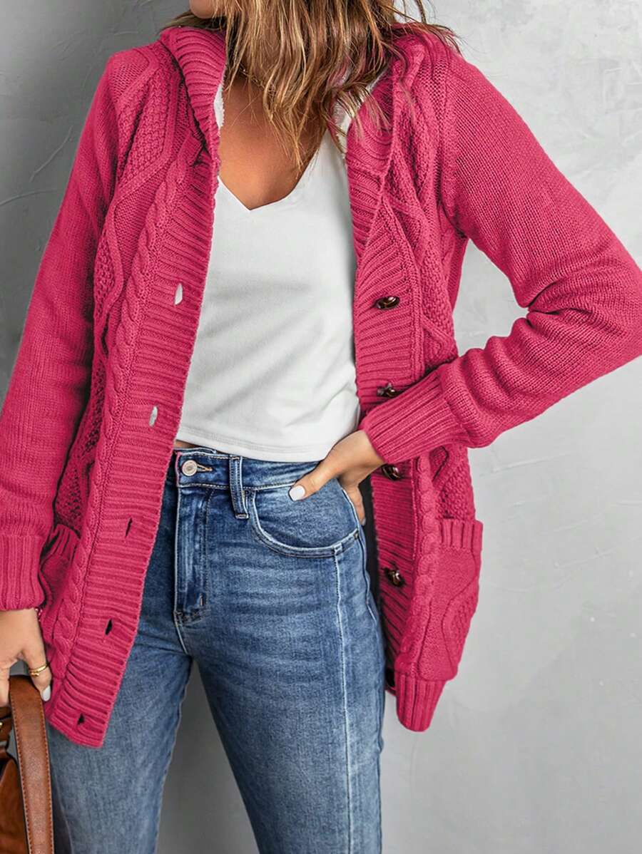 CILKOO Casual Double Pocket Thermal Lined Hoodie Cardigan, Autumn/Winter