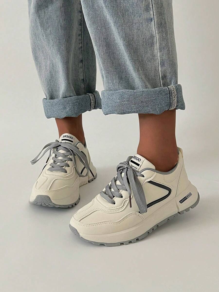 SRSOO 2025 新款学院风系带女运动鞋，复古休闲设计，厚底硫化鞋