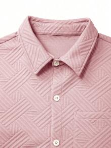Manfinity RSRT Men's Summer Solid Color Pocket Short Sleeve Shirt And Shorts Casual Set