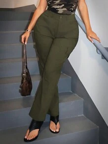 SHEIN SXY Women's Plain Street Style Utility Pants For Summer