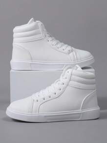 男女通用休闲系带运动鞋，百搭运动撞色运动鞋，学生鞋 - 白色 - 查看 2