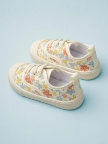 1雙女童多彩卡通花卉系帶平底時尚簡約舒適透氣休閒運動鞋，適用於日常穿著，四季皆宜（隨機圖案） - 彩色 - 查看 5