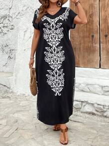 SHEIN LUNE CURVE Váy nữ cỡ lớn in họa tiết cá tính, thường ngày, dành cho mùa hè - Nhiều màu - Xem 6