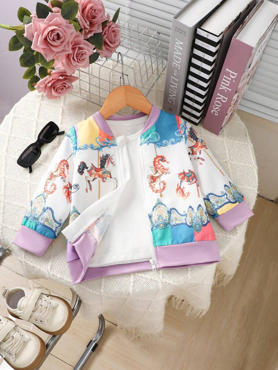 Áo khoác thu đông cho bé gái xu hướng mới Áo khoác in hình động vật đại dương thanh lịch & lưng cao thú vị cho những dịp thường ngày & thể thao - Nhiều màu - Xem 1