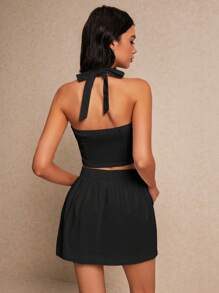 Poéselle Tận hưởng kỳ nghỉ hè năm 2024 bằng cách mua bộ đồ hai mảnh vải lanh này, nó vừa vặn hoàn hảo và kiểu dáng hở lưng cho phép bạn khoe làn da rám nắng ngày lễ của mình. Kết hợp với váy vải lanh để có cảm giác thoải mái trong mùa hè. Bộ đồ vải lanh, Bộ váy hai mảnh, Trang phục mùa hè cho phụ nữ, Hai mảnh, Áo khoác, Áo vest vải lanh - màu đen - Xem 2