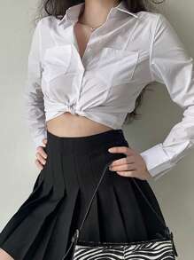 INAWLY Chemise unicolore à boutons pour le printemps et l'été