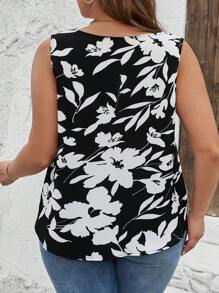SHEIN LUNE Plus Size Summer Casual Floral Pattern Vest