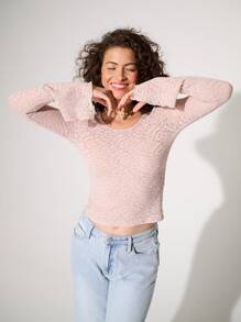 WESTFADE Knit Lace Top - Dusty Pink - View 1