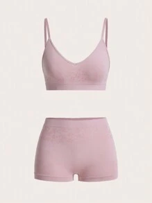 SHEIN 6pcs Seamless Solid Color Simple Summer Bra & Panty Underwear Set - Multicolor - View 14