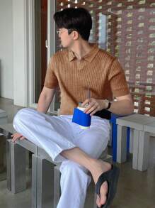 DAZY Men's Summer Solid Knitted Top