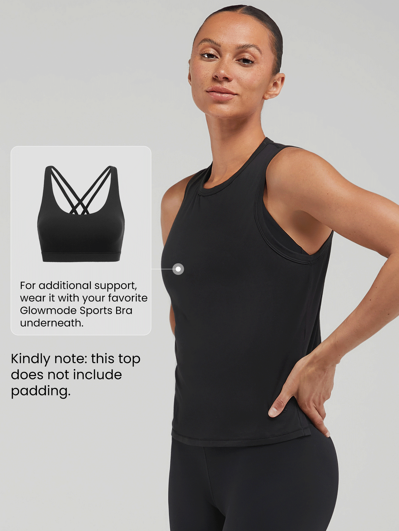 GLOWMODE Pima Cotton Reflective Slit Tank Top Gym Summer