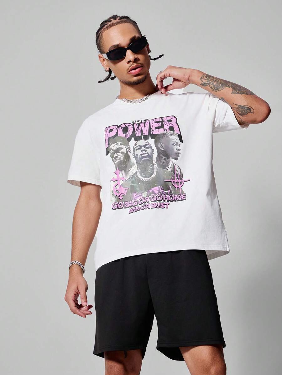 PAVTROS مجموعة رجالية من تي شيرت التي شيرت العارض الصيفي المطبوع بشخصية وشعار مستدير عنق قصير الأكمام الكاجوال و السروال الرياضي برباط الخصر - متعدد الألوان - مشاهدة 1