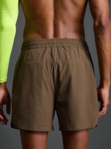 Acti Log Boyfriend Style Men's Solid Color Simple Daily Sports Shorts Sweat Pants - Brown - View 5