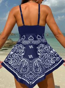 SHEIN Swim 女士印花比基尼细肩带吊带背心（印花版权已购买）夏季