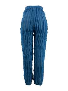 Tulle Ruffle Hem Loose High Waist Wide Leg Pants Summer Spring Streetwear - Blue - View 2