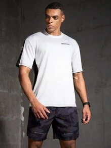 Coreblaze Boyfriend Style Men's Letter Printed Short Sleeve Round Neck Daily Gym Sports T-Shirt - Multicolor - View 5