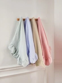 1 pieza Manta de envolver cómoda con ribete de volantes en color camel para bebé