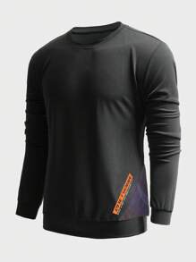 Manfinity Sport Corelite Boyfriend Style Men's Round Neck Letter Printed Long Sleeve Sports Sweatshirt Boyfriend Style Men Sweatshirt - Multicolor - View 1