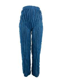 Tulle Ruffle Hem Loose High Waist Wide Leg Pants Summer Spring Streetwear - Blue - View 3