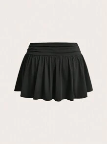 GalTyme Plus Size Black Pleated Mini Skirt Black Skirt With Shorts Under Skirts Short Zumba Outfit Terno For Women Plus Size Zumba Skirt - Black - View 3
