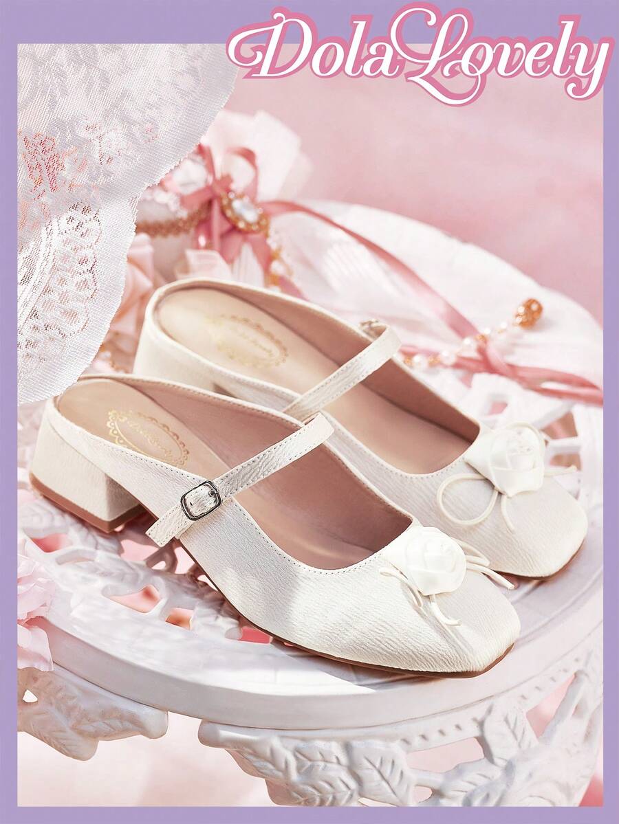 Dola Lovely Giày Sandal Nữ Mùa Hè Màu Mai, Giày Cao Gót Chunky Khoét Hoa, Giày Học Sinh Phong Cách Đa Năng - Màu be - Xem 1