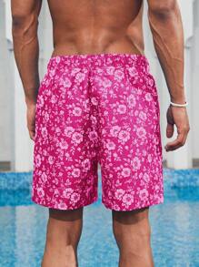 Surfspeed Men's Floral Print Drawstring Waist Loose Beach Shorts - Multicolor - View 2
