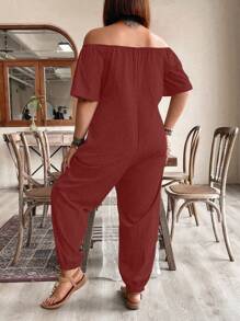 EMERY ROSE Plus off-shoulder jumpsuit met knopen aan de voorkant