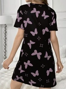 Vestido de pijama para verano con estampado de mariposa - Multicolor - Ver 2