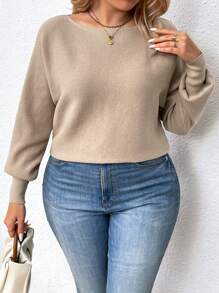 SHEIN LUNE Plus sweter z rękawami nietoperzowymi na wiosnę i jesień