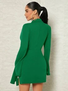 SHEIN SXY Đầm Xù Trọn gói màu trơn Gợi cảm - màu xanh lá - Xem 2