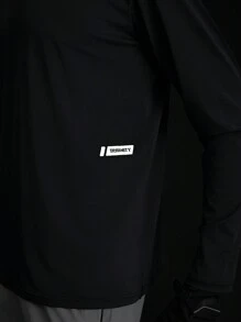 Manfinity Sport Corelite 男友风格男士长袖休闲运动 T 恤，带字母印花，适合所有季节