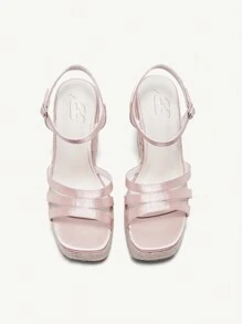 CUCCOO CHICEST Women's Comfortable Braided  Rope Round Toe Wedge Sandals With Thick Sole - Pink - View 3