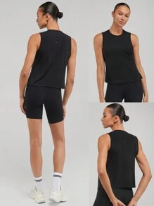 GLOWMODE Pima Cotton Reflective Slit Tank Top Gym Summer