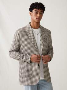 Manfinity VCAY Chaqueta de blazer casual y holgada con estampado de cuadros y manga larga de caída para hombres, para otoño e invierno - Multicolor - Ver 7