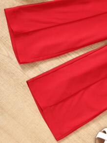 Young Girls Button Front Vest Jacket & Wide Leg Pants - Red - View 5