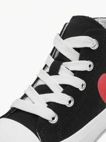 JNSQ Fashionable All-Match Versatile Spring/Summer Casual High-Top Heart-Shaped Vulcanized Canvas Shoes For Kids - Black - View 9