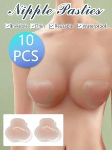 Reusable Self Adhesive Silicone Nipple Cover Boob Pads 10 Pcs, - Dusty Pink - View 1