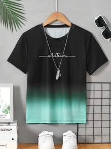 Teen Boy Comfortable Ombre Short-Sleeved Casual T-Shirt - White - View 5