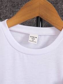 SHEIN 少年黑色圓領T卹和工裝五口袋短褲組合包，流行的休閒夏季裝扮 - 藍色 - 查看 4