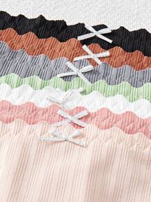 7 条装蕾丝边蝴蝶结隐形性感内裤 - 彩色 - 查看 4