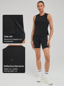 GLOWMODE Pima Cotton Reflective Slit Tank Top Gym Summer