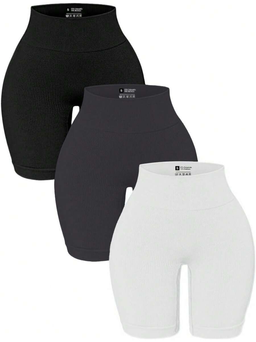 Easithlete Quần short thể thao đơn giản hàng ngày màu trơn cho nữQuần short thể thao nữ, quần short tập gym, quần short đi xe đạp - Nhiều màu - Xem 1