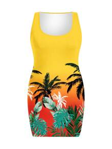 Slaydiva 全印花圖案大尺碼夏季度假裙