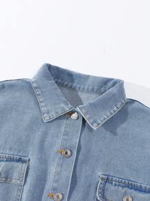 Cazadora de mezclilla casual y de moda para adolescentes, con un corte holgado y cinturón de cintura