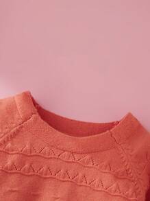 Vestido para bebé niña de mangas raglán y manga corta con cuello redondo y estampado floral de remiendos para verano - Naranja - Ver 3
